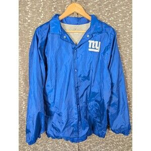 New York Giants NFL Blue Windbreaker‎ Jacket Men's XL Button Snap Closure